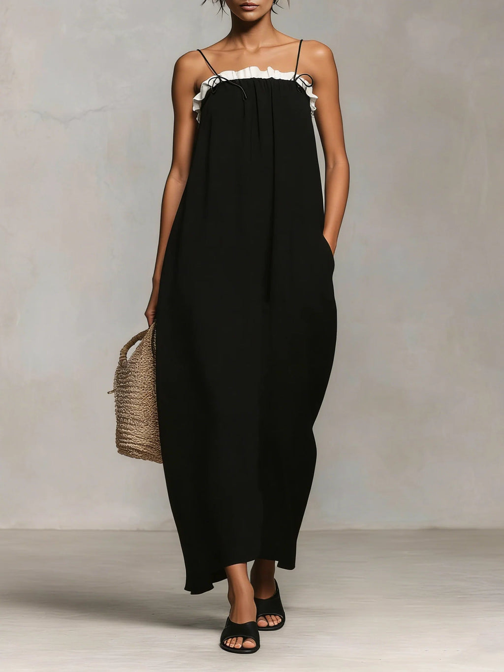 Mirelle™ | Color block spaghetti strap maxi dress