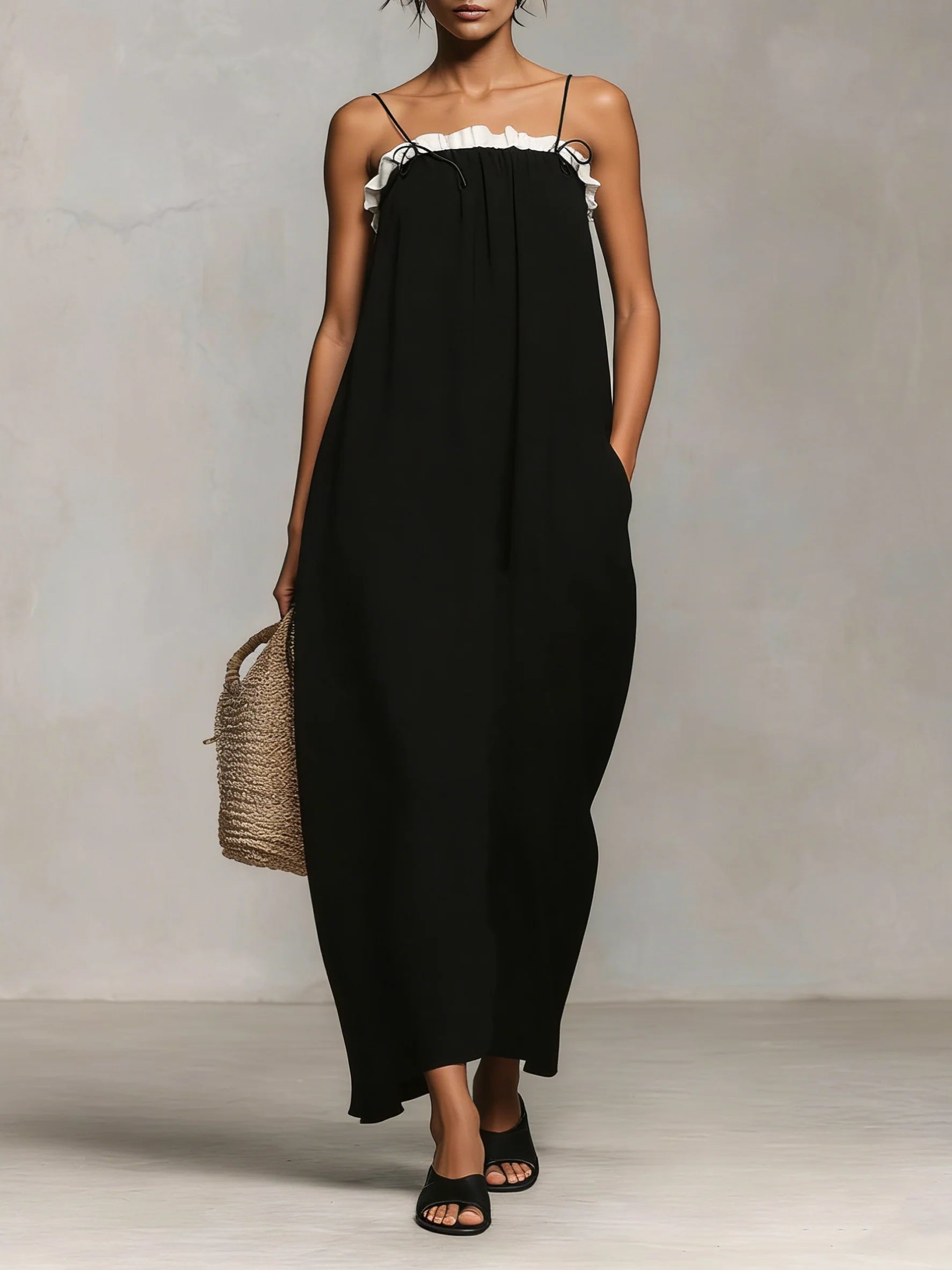 Mirelle™ | Color block spaghetti strap maxi dress