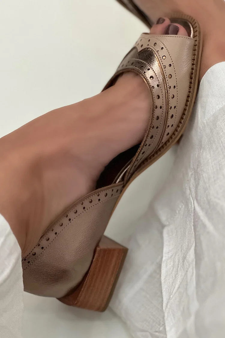 Khaki Patchwork Blockabsatz-Pumps mit quadratischer Spitze