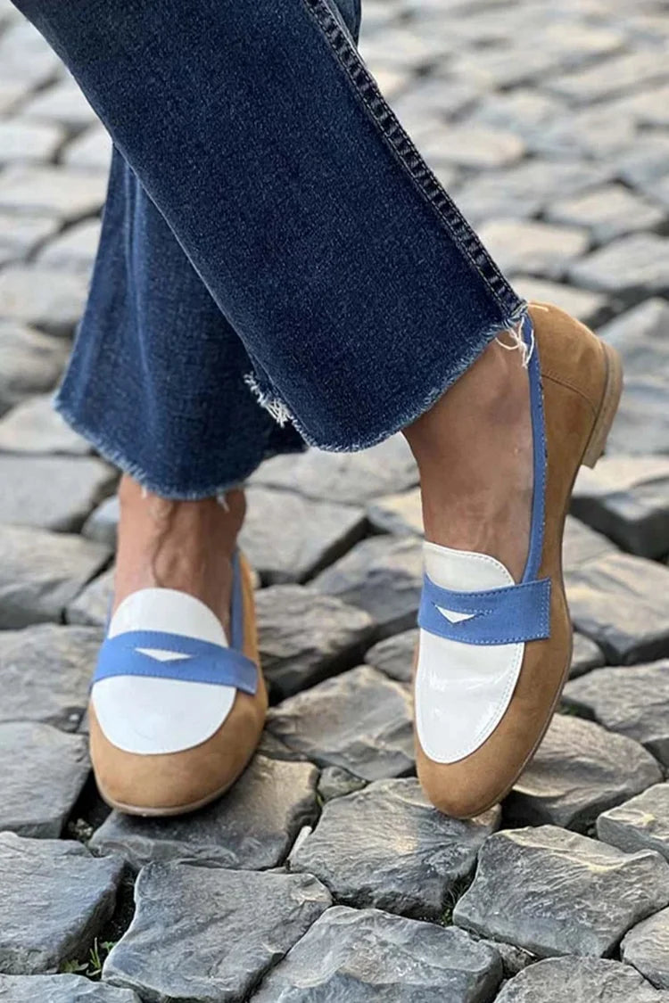 Celsina™ - Stilvolle Halbschuhe in Camel, Weiss und Himmelblau