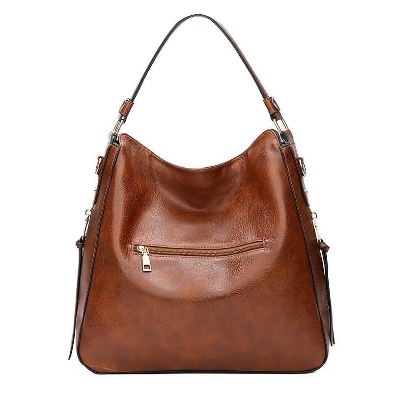 Luxurious leather hobo anti-theft handbag