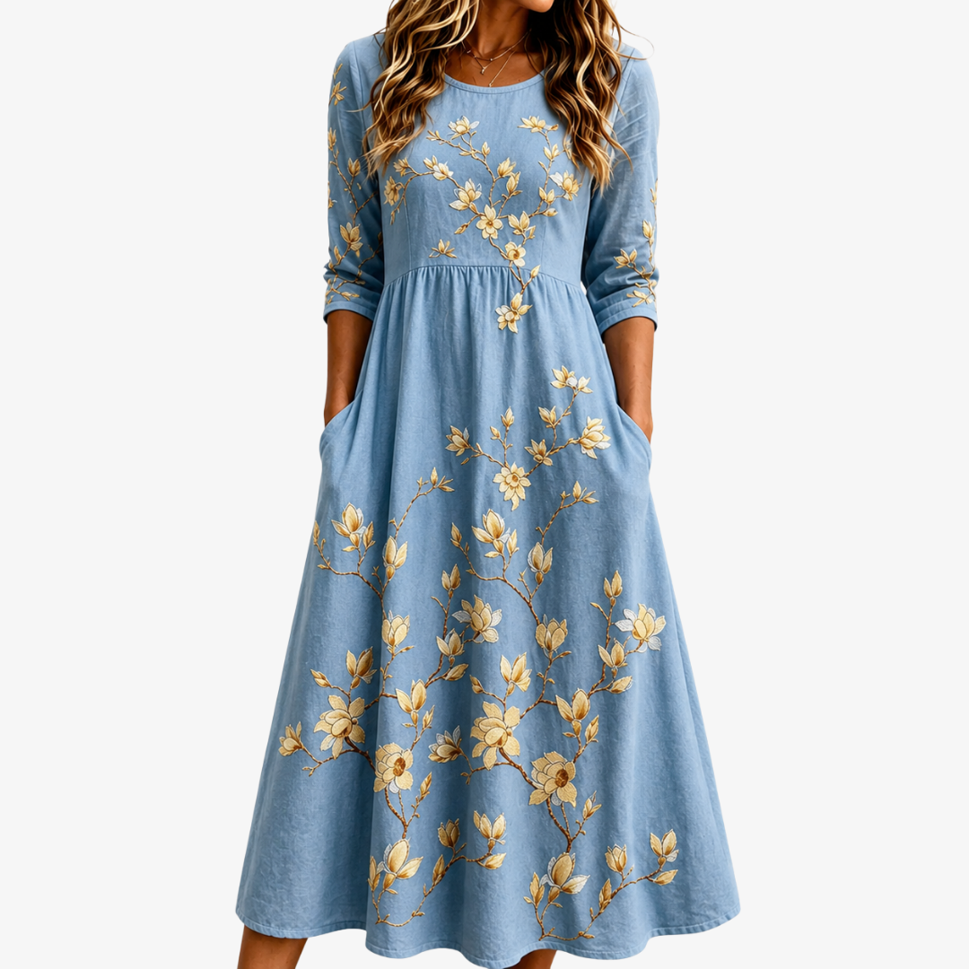 Midi-Kleid Myosotis mit praktischen Taschen