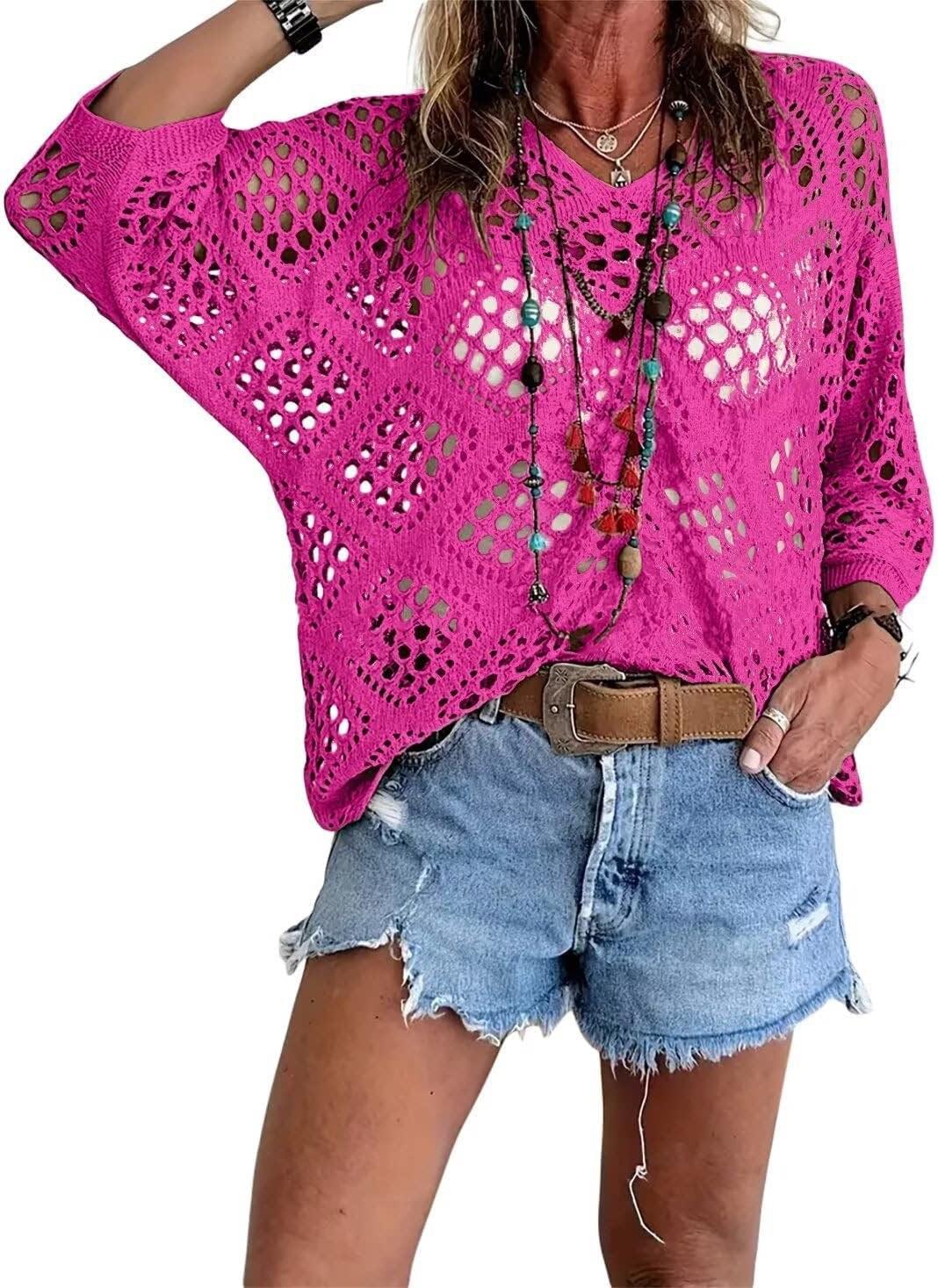 Marielle™ | Boho crochet top with V-neck