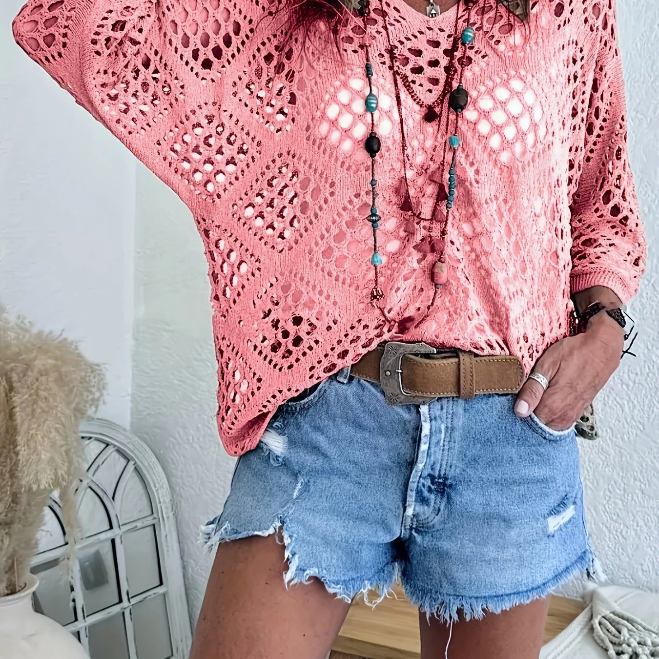 Marielle™ | Boho crochet top with V-neck