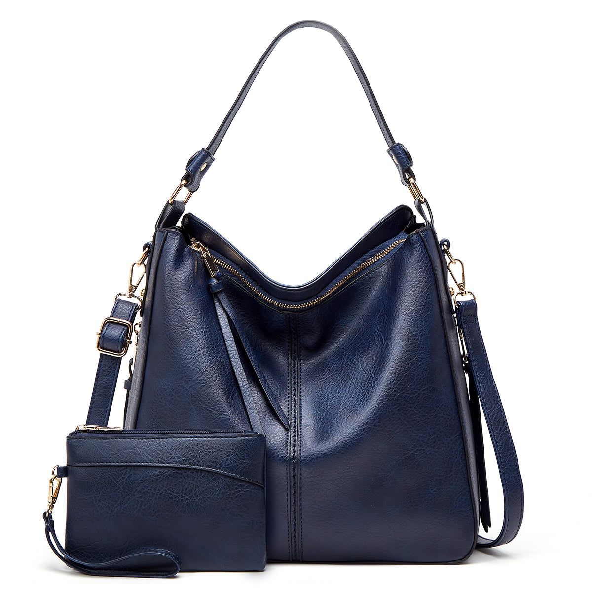 Luxurious leather hobo anti-theft handbag