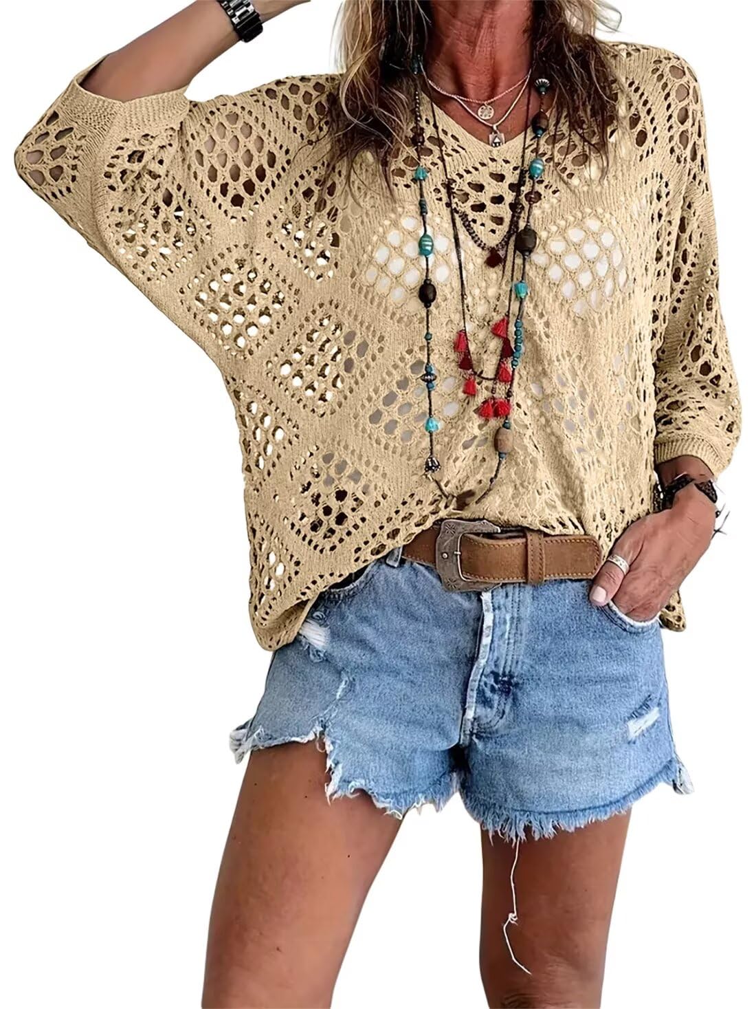Marielle™ | Boho crochet top with V-neck