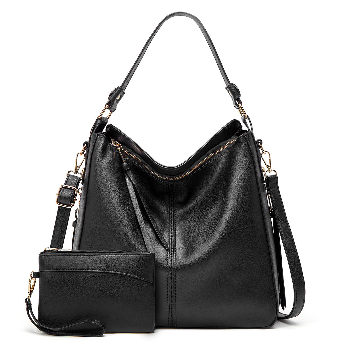 Luxurious leather hobo anti-theft handbag
