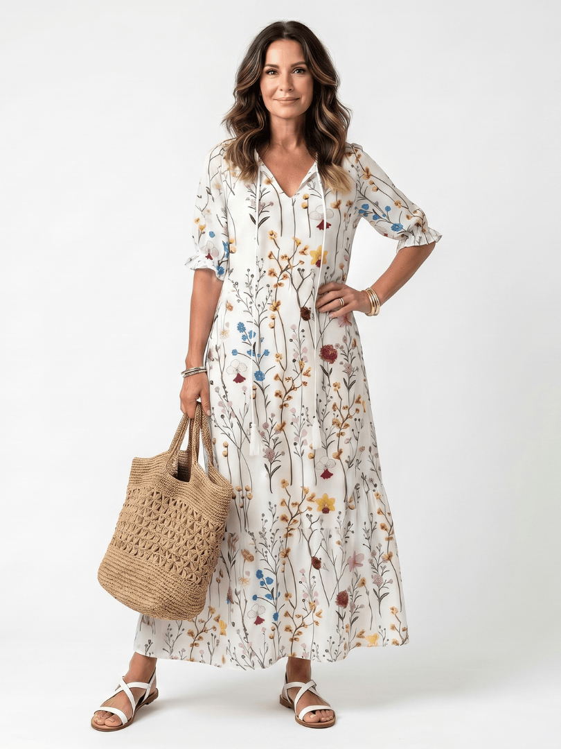 Sylvie | Midi-Dress mit floralem Design