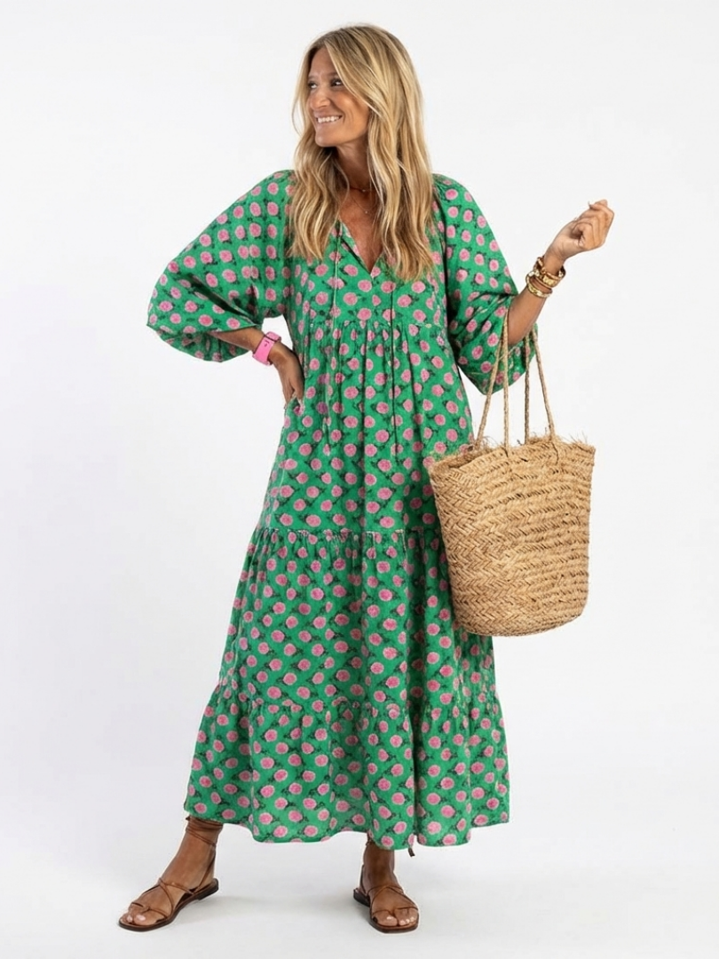 Camille Midi Kleid mit floralem Muster und Rüschen