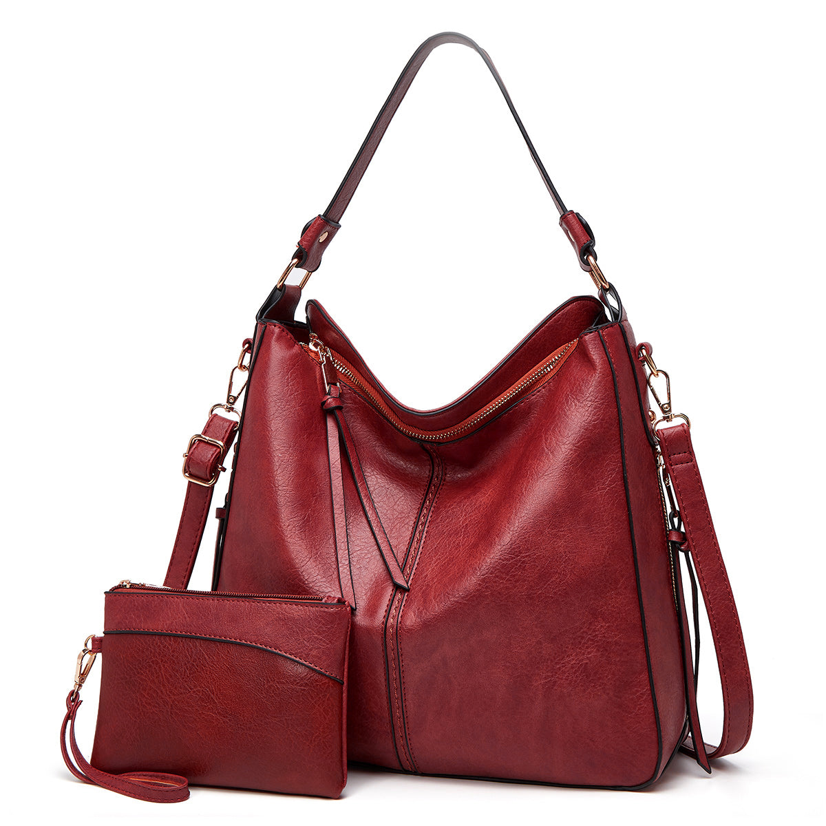 Luxurious leather hobo anti-theft handbag