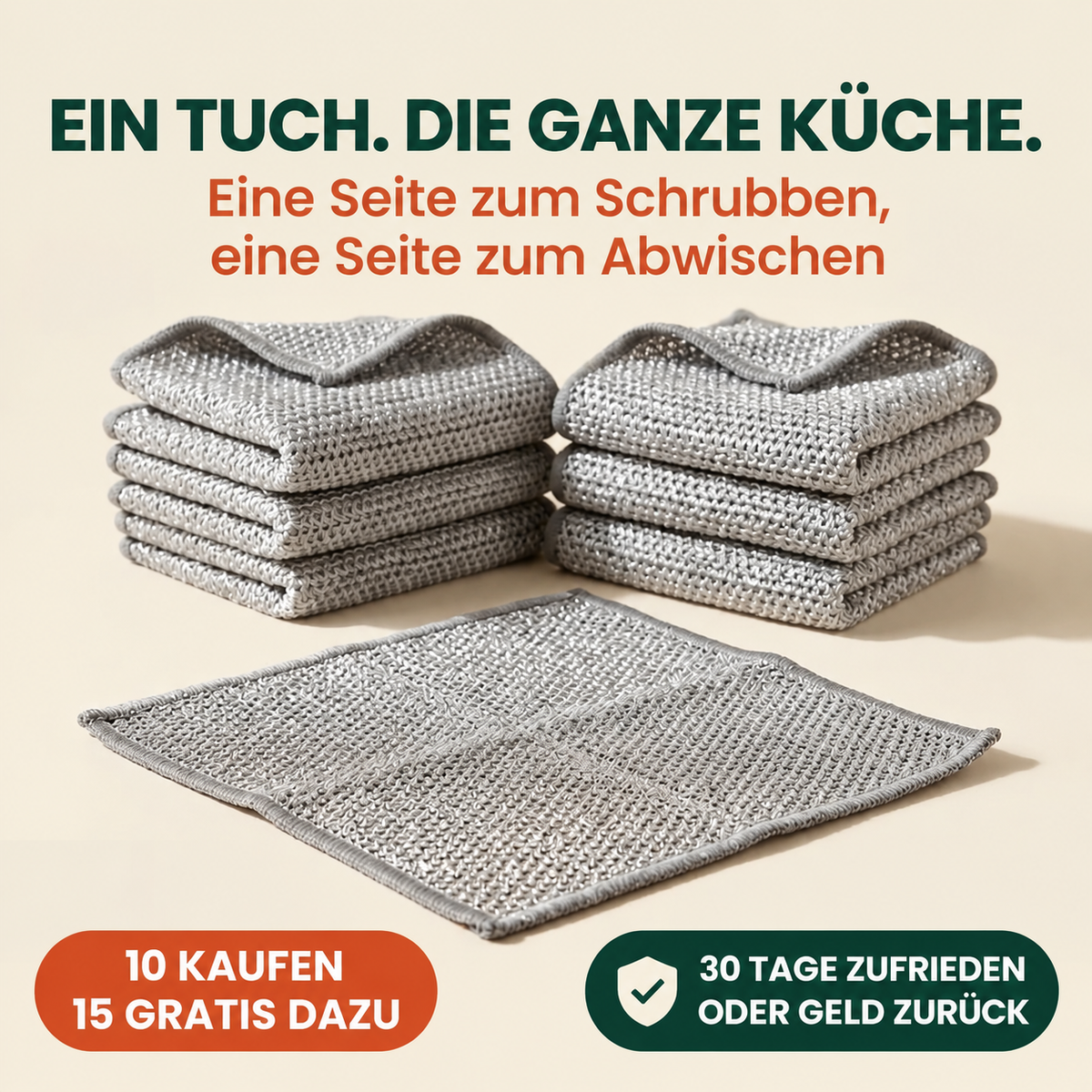 Glanzora™ Krafttuch – Stark gegen Eingebranntes, sanft zu Oberflächen