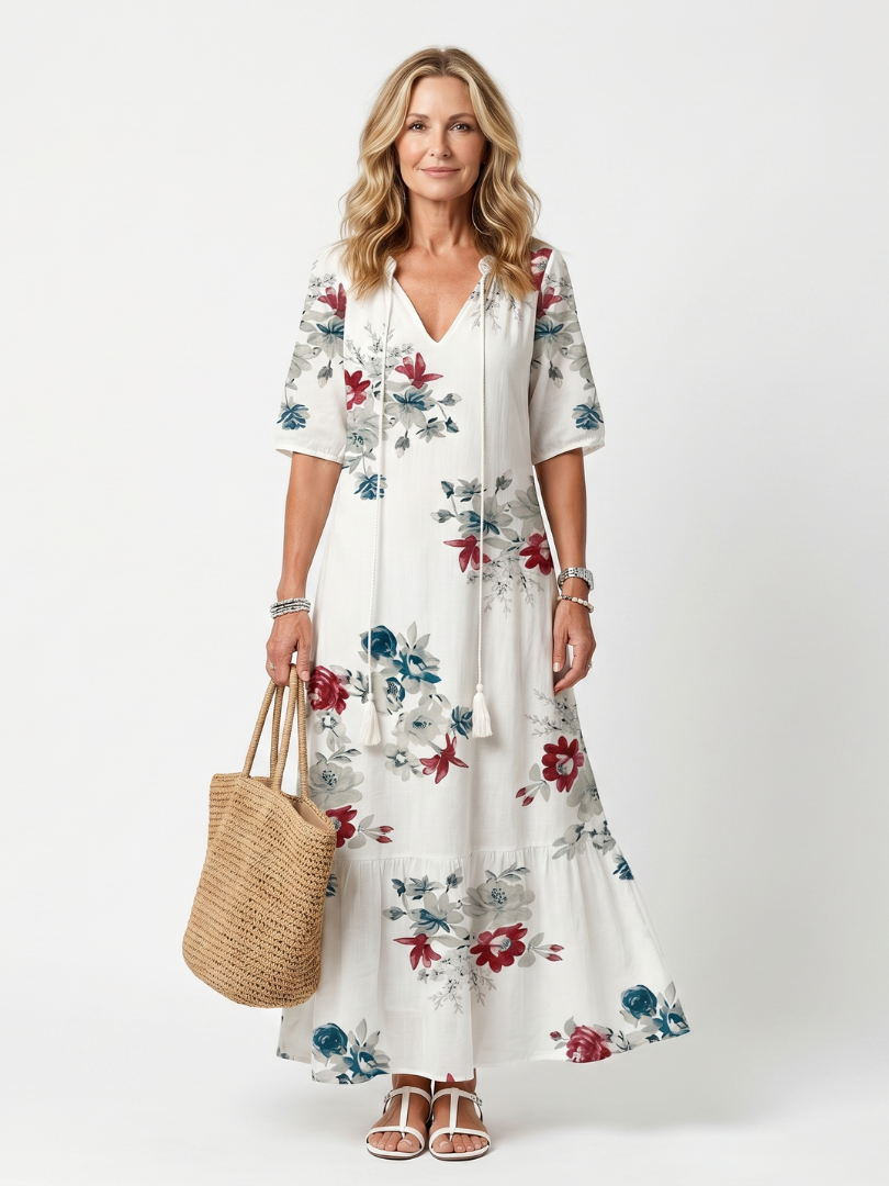 Maeva | Midi-Kleid mit Taillenschnürung