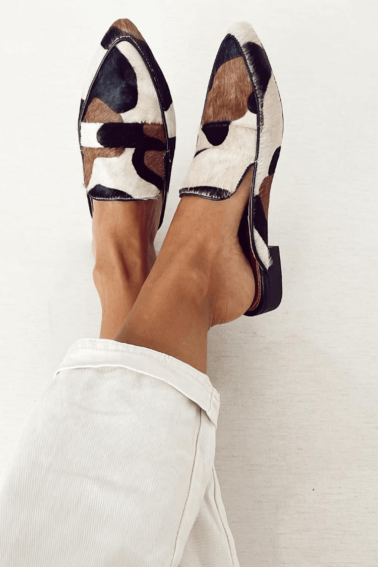 Patchwork-Mokassins mit runder Zehenpartie