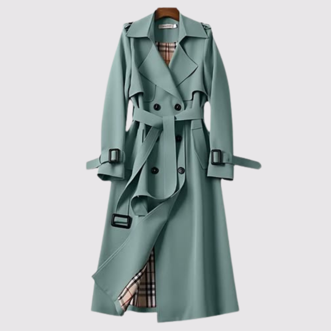Sienna minimalist trench coat in sage green