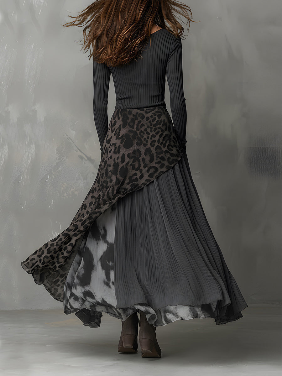 Martina | Long boho dress with leopard print