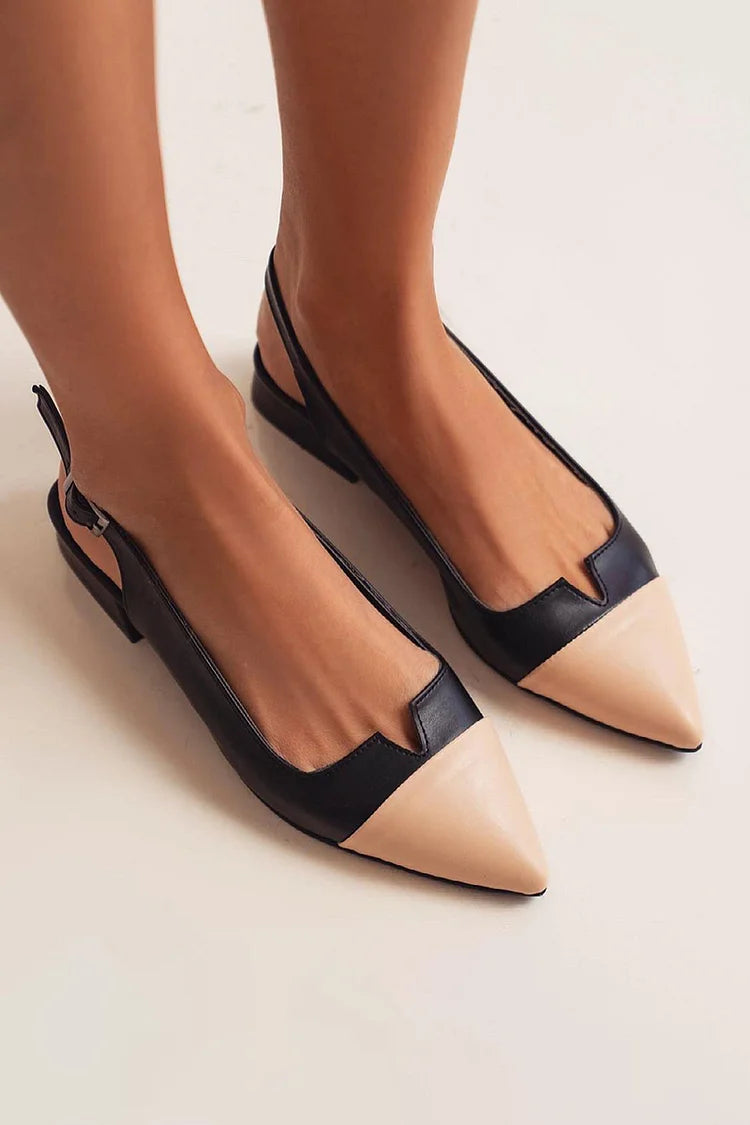 Ballerinas Slingback mit Cut-Out, Farbblockdesign, spitzer Kappe und Schnalle