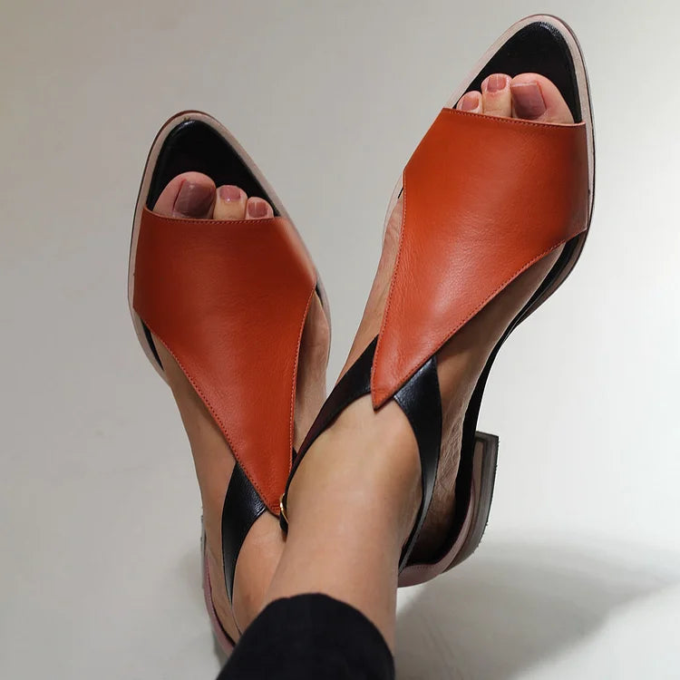 Bequeme Cut-Out Peeptoe Sandalen mit Farbblock und spitzem Design