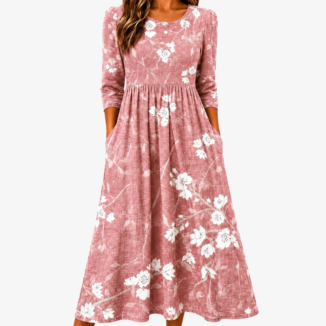 Grace Rose Midi-Kleid mit praktischen Taschen
