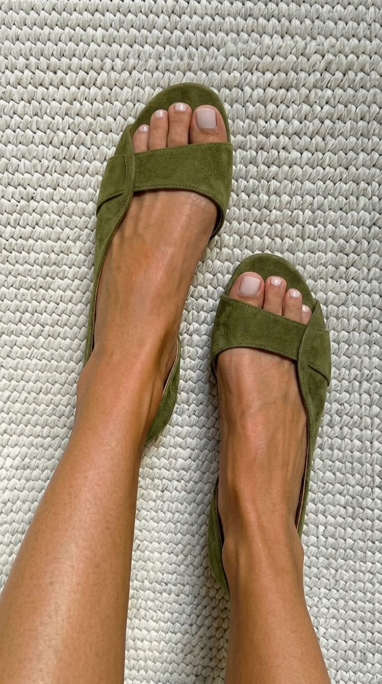 Bequeme Wildleder-Slingback-Sandalen mit niedrigem Absatz und offener Zehenpartie