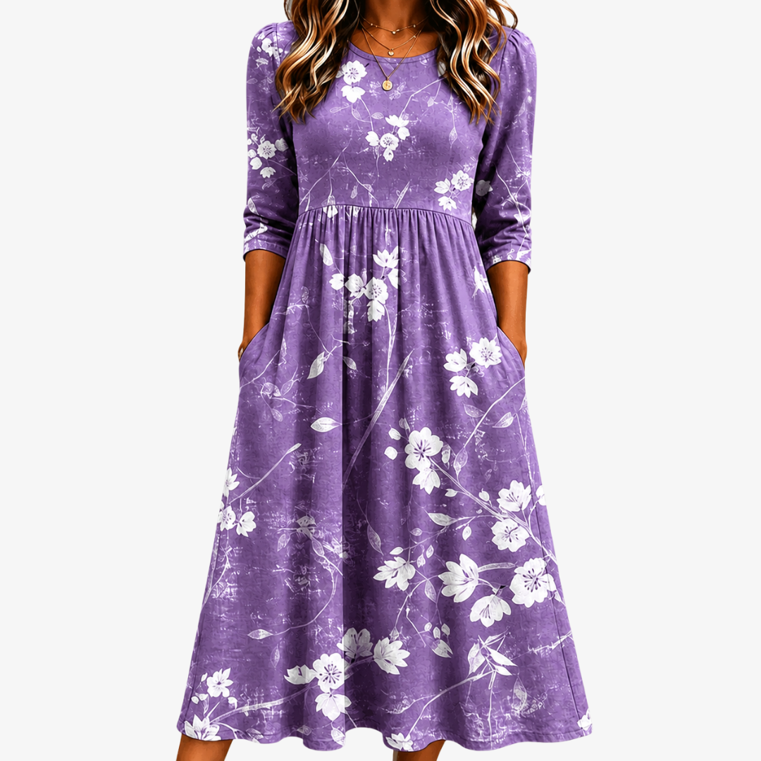 Komfortables Lavendel Midi-Kleid
