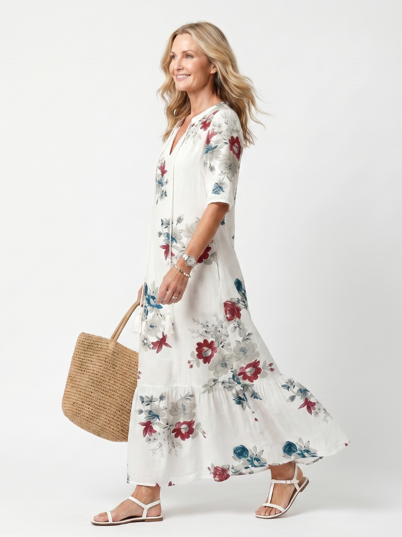 Maeva | Midi-Kleid mit Taillenschnürung