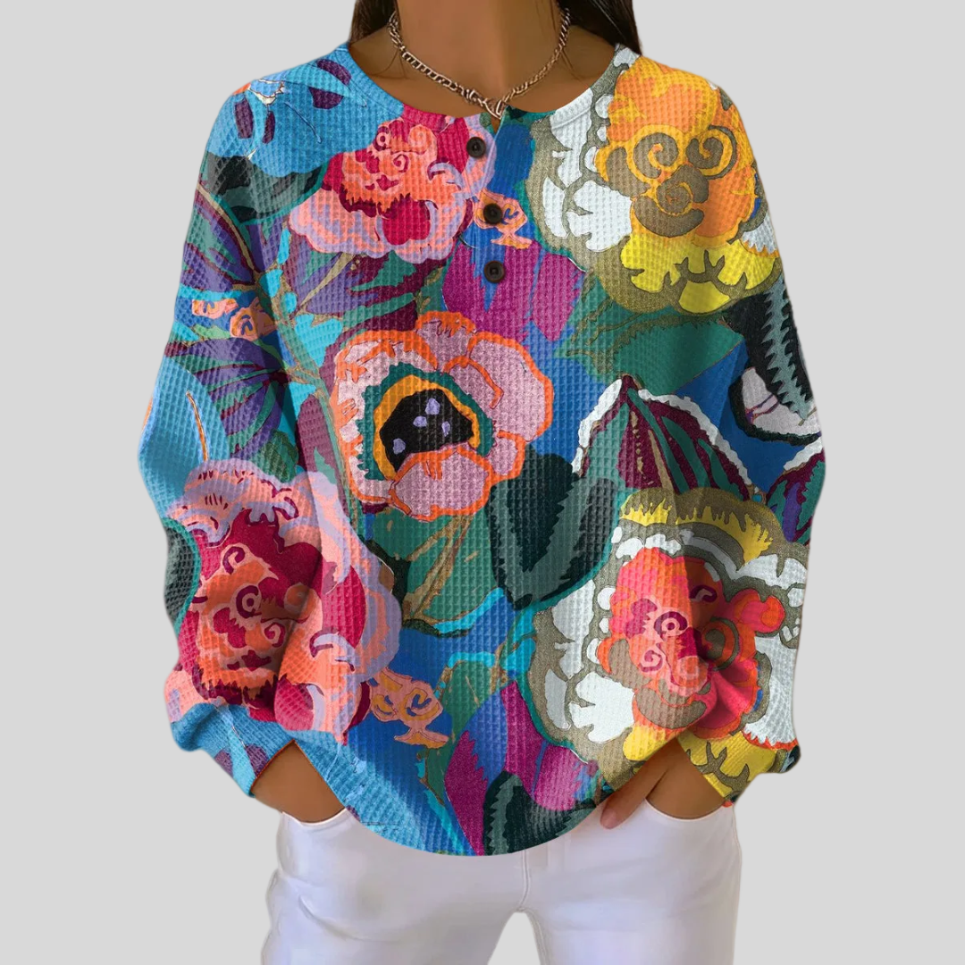 Adorna | Bunte Blumen-Fleecejacke für Damen