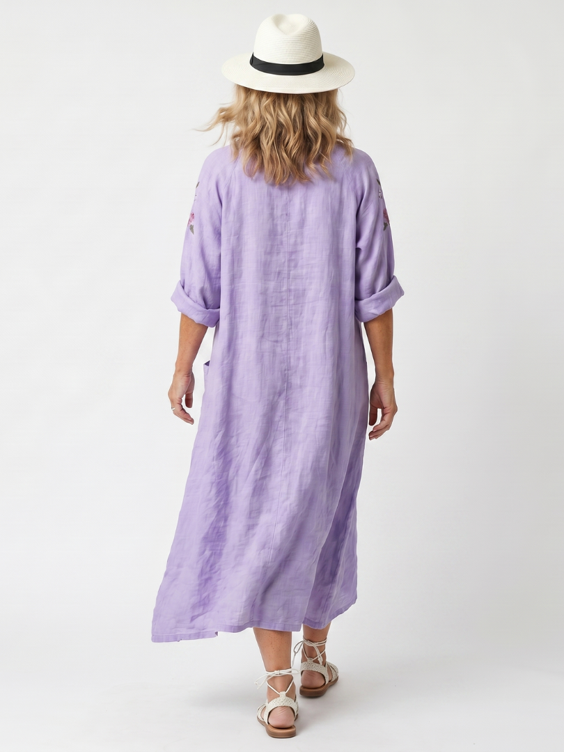 Sandrine Midi-Kleid mit bestickten Taschen