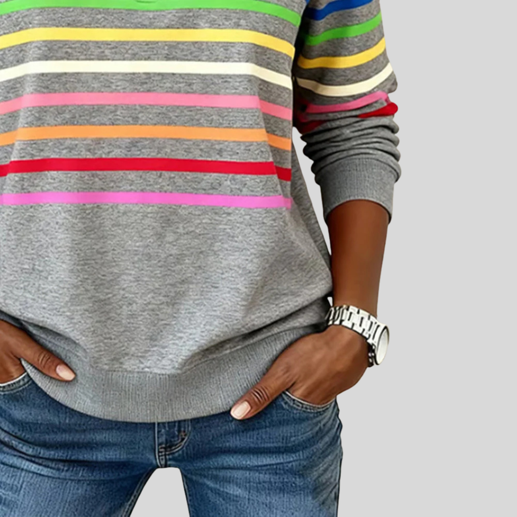 Prismette | Bunte Streifen-Fleecejacke mit halbem Reißverschluss