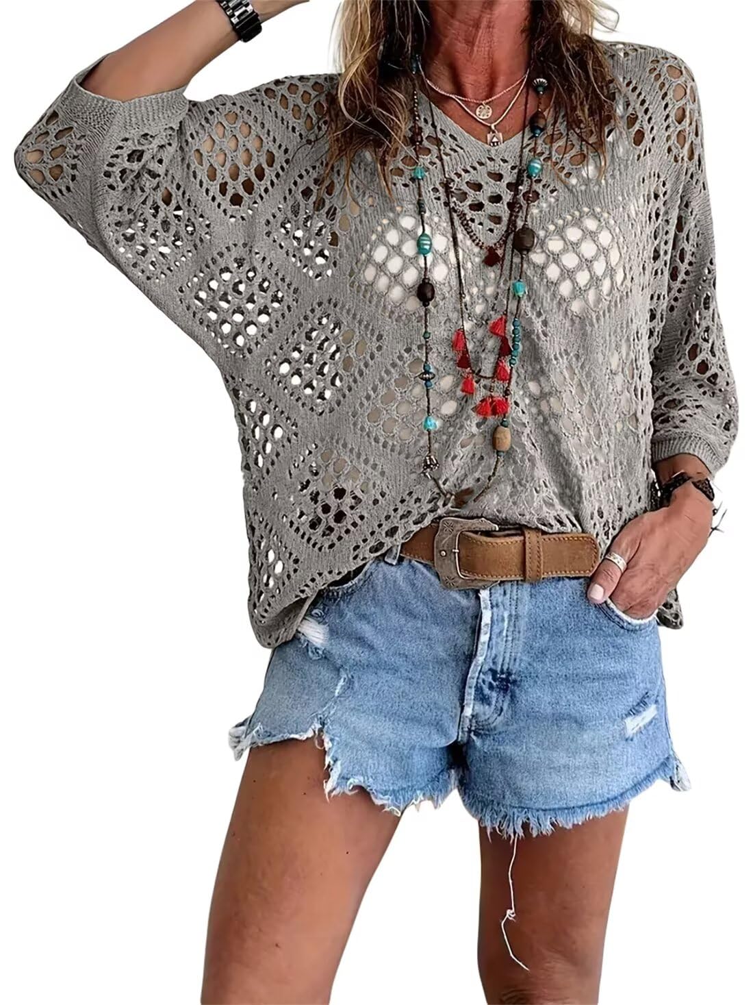 Marielle™ | Boho crochet top with V-neck