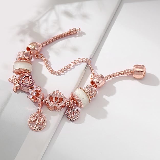 Bracelet « attrape-rêves » rose avec des pendentifs argentés