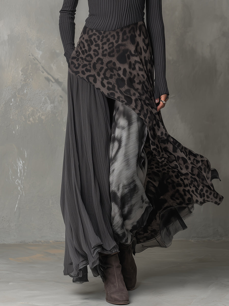 Martina | Long boho dress with leopard print