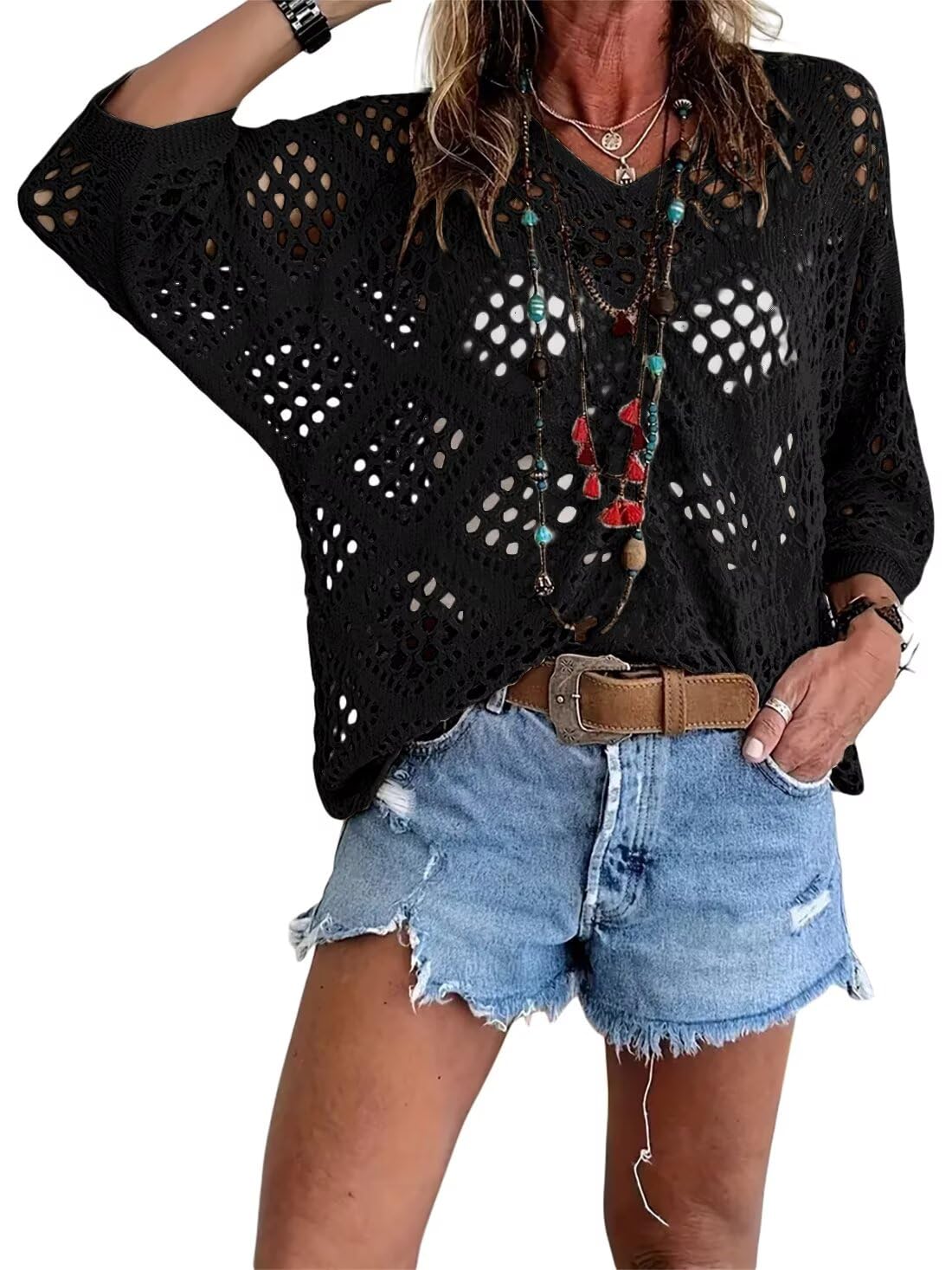 Marielle™ | Boho crochet top with V-neck