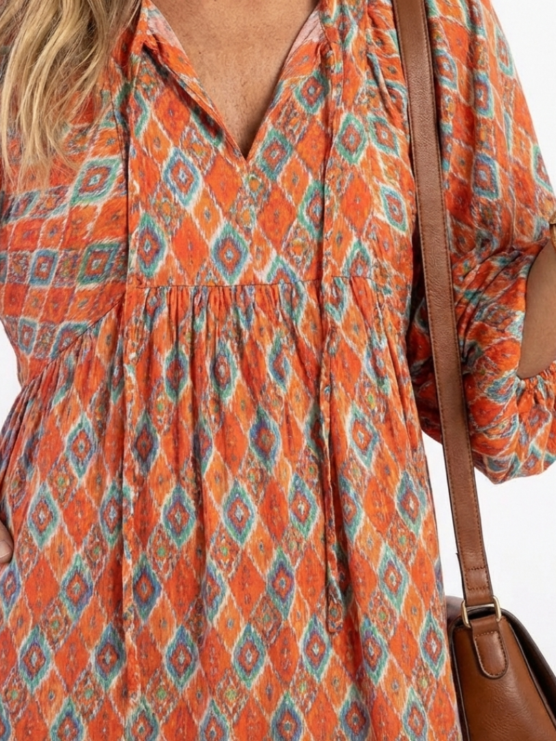 Chloé Midi Kleid mit Geometrischem Volant