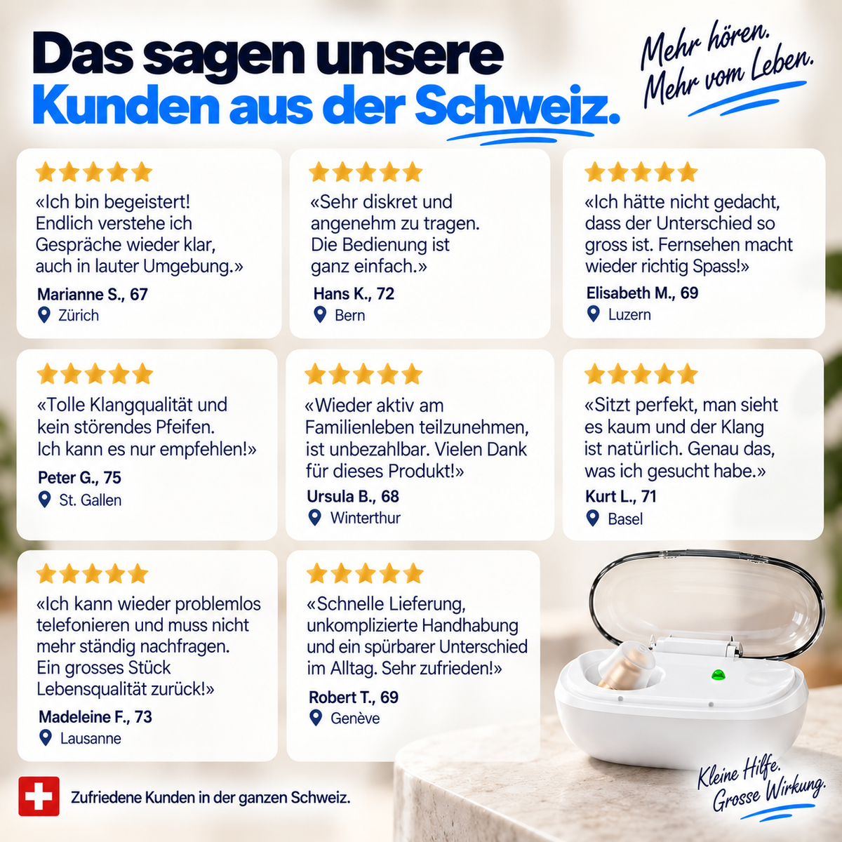 Hörklar™ | Diskretes wiederaufladbares Hörgerät