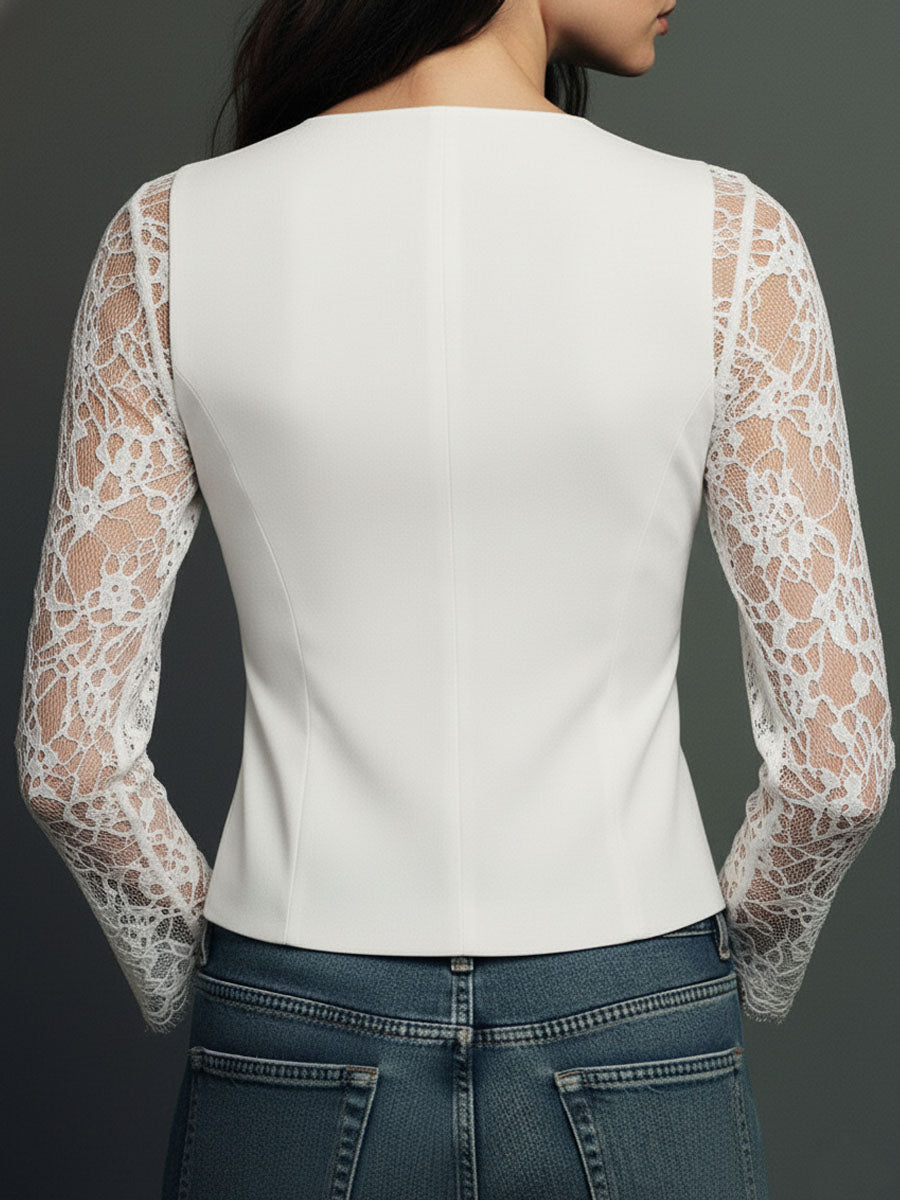 Noémie | Schwarzer Blazer mit Halbdurchsichtigen Ärmeln