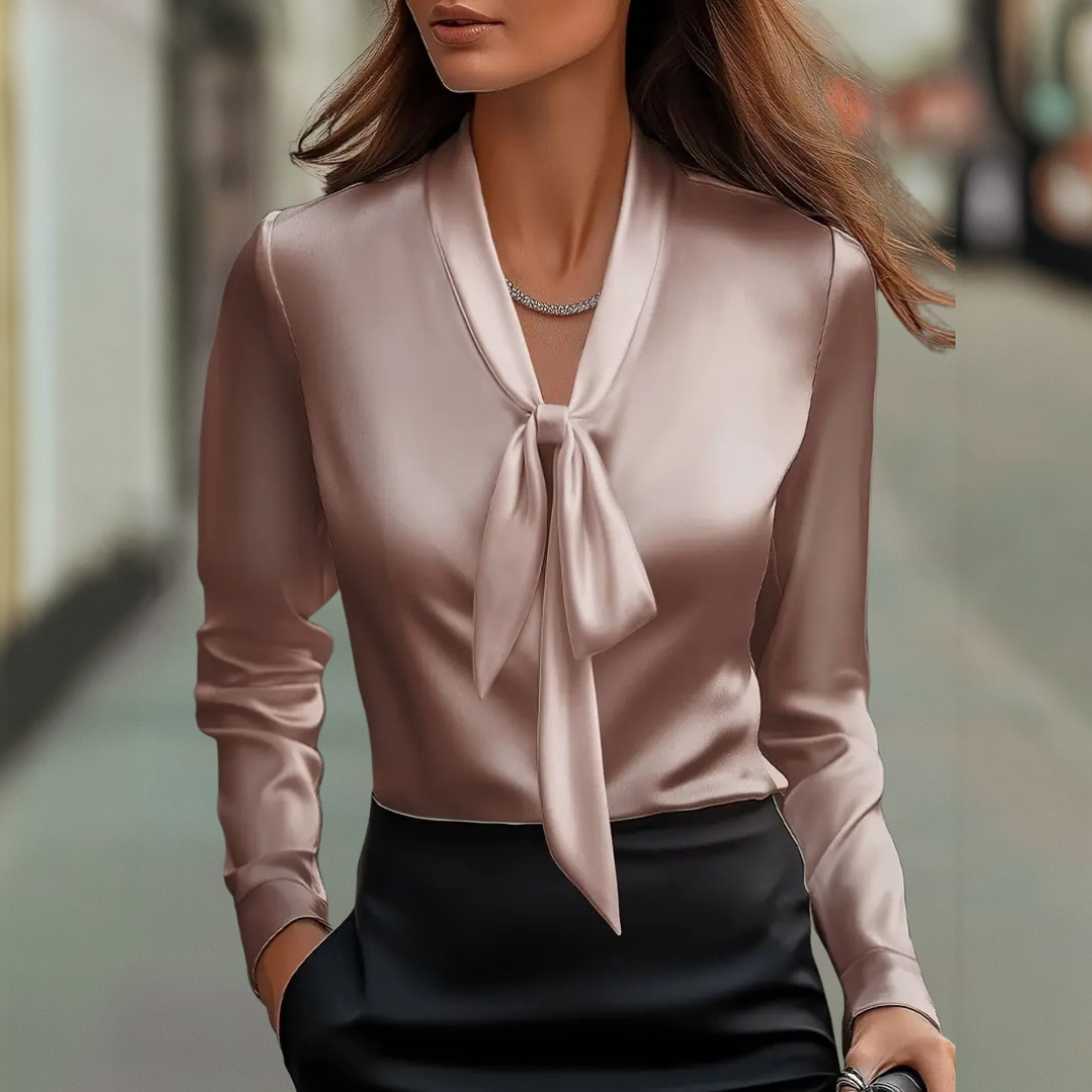 Alicia Luxe satin collar women's silk blouse