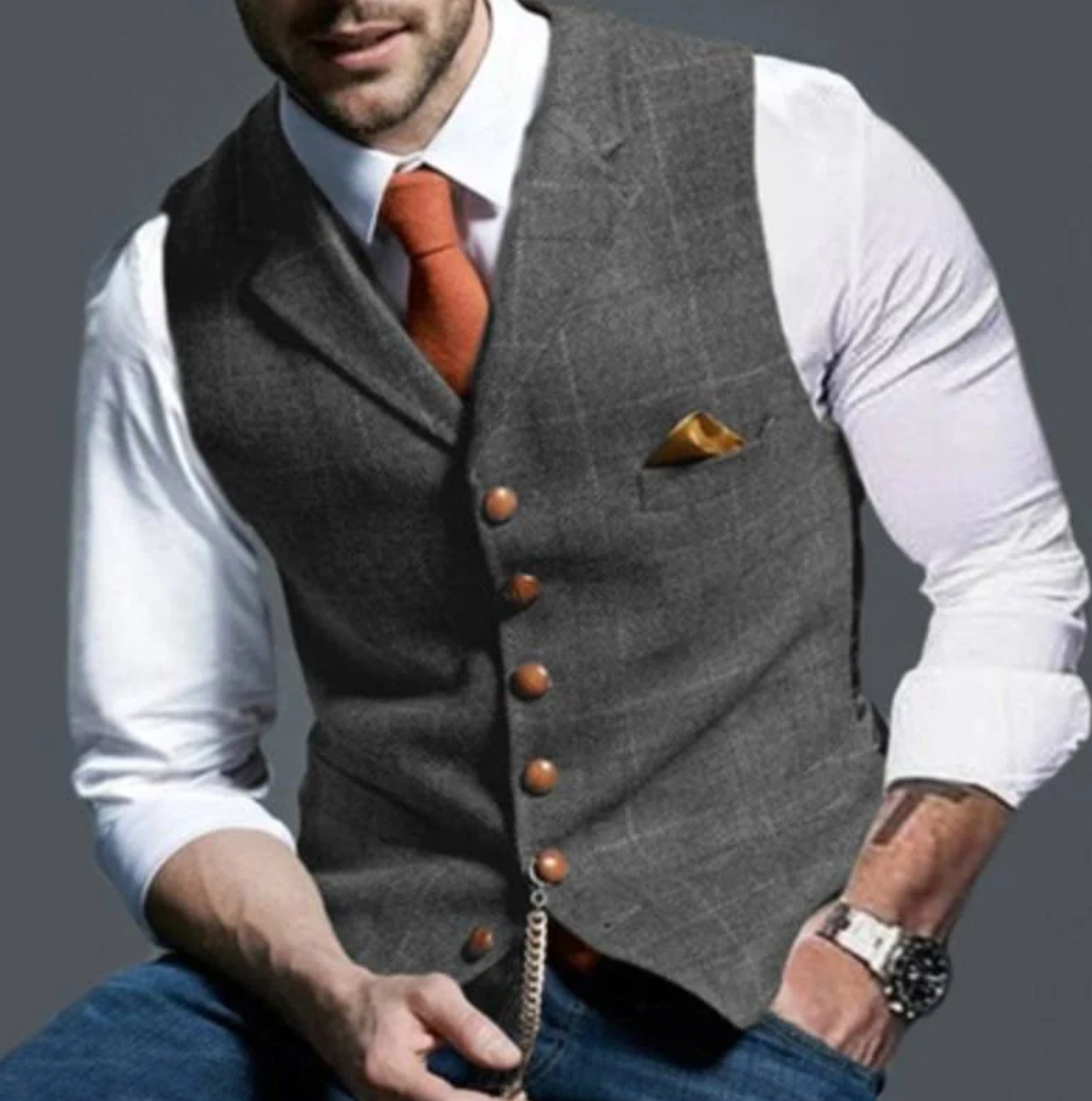 Vincenzo – Elegant tweed waistcoat for men