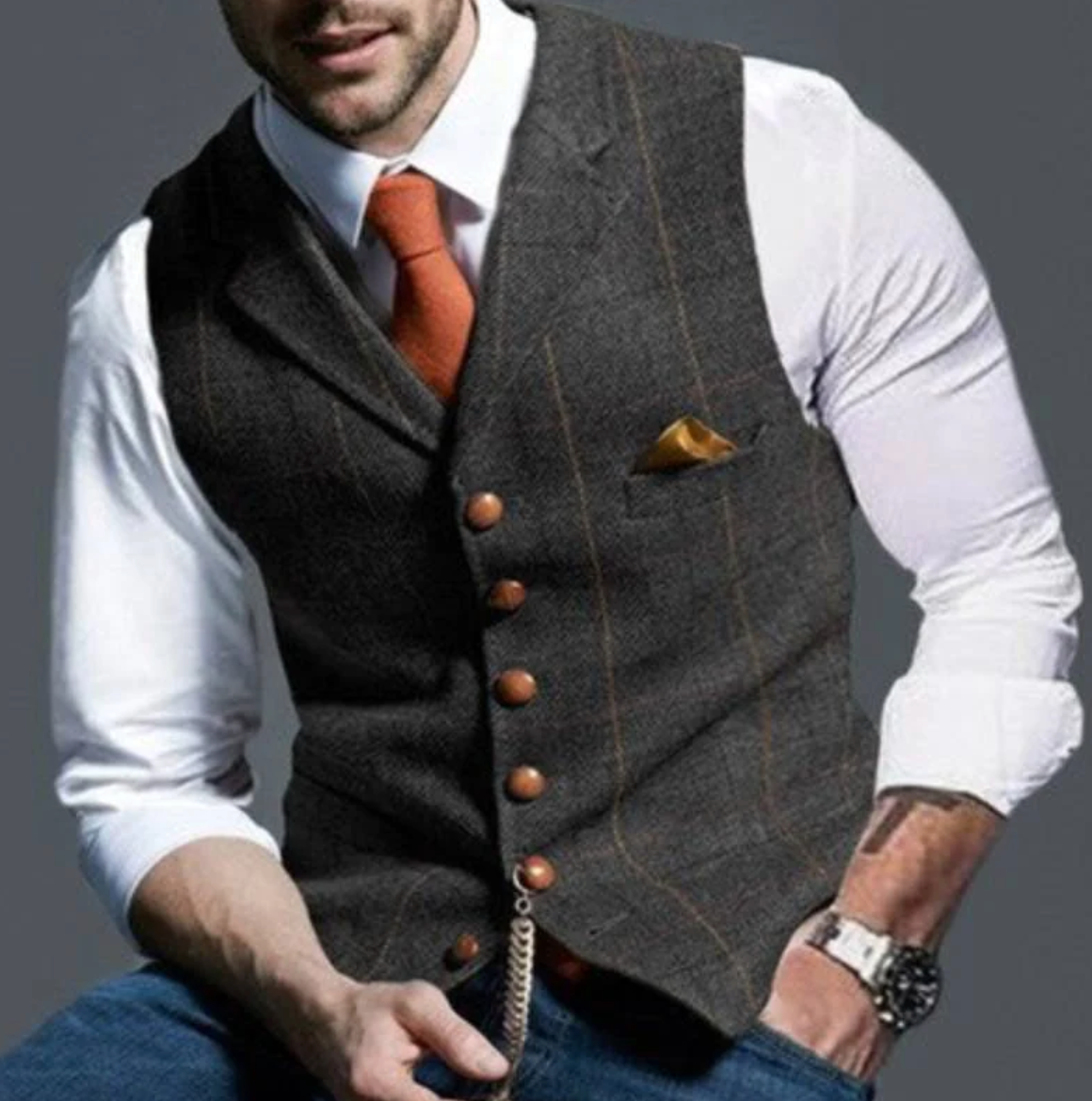 Vincenzo – Elegant tweed waistcoat for men