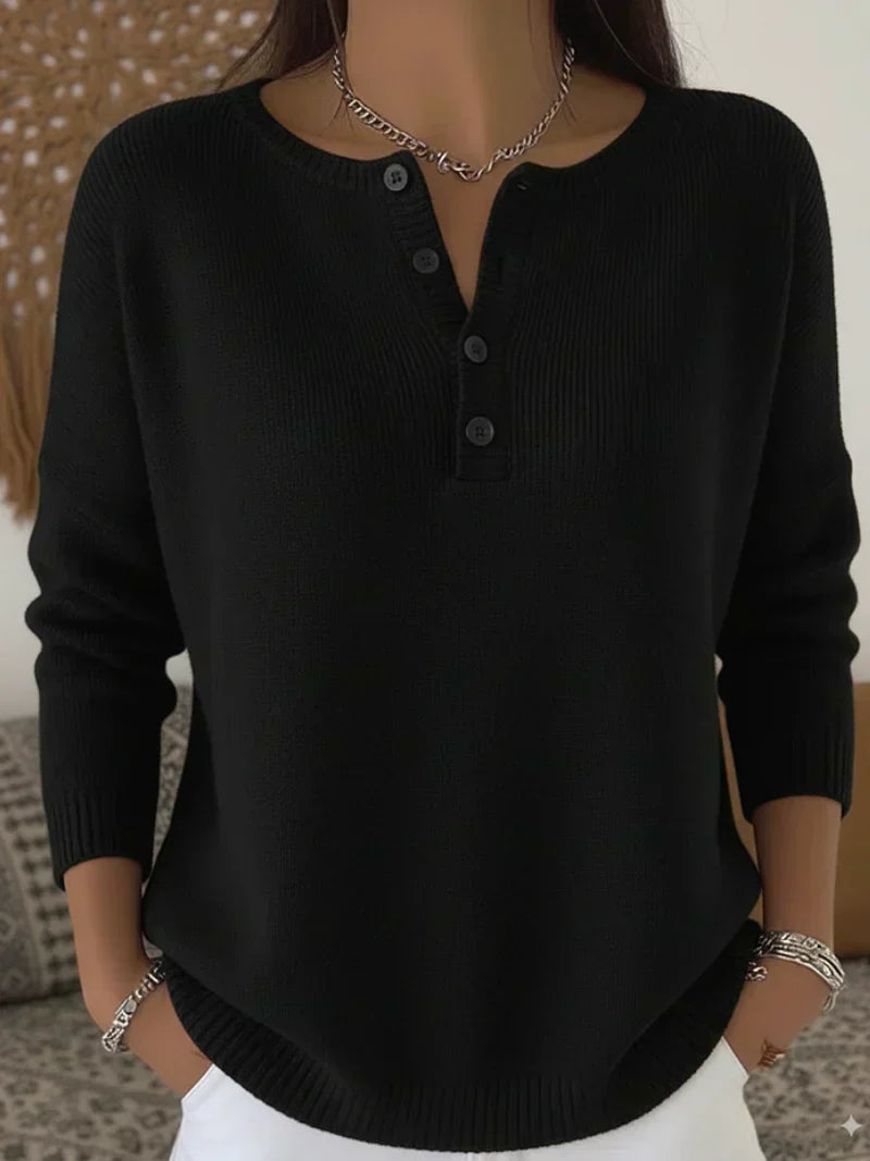 Helena | Pull en Tricot à Boutons Henley