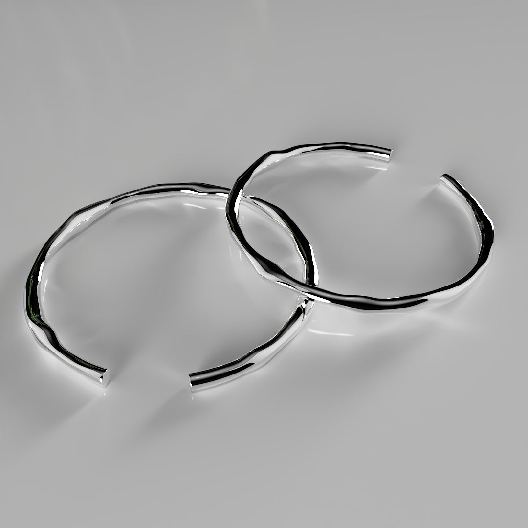 Bracelet rigide ajustable en argent 925, d'une forme unique