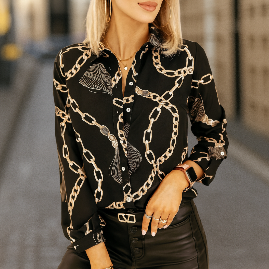 Gabriella Elegant couture women's blouse with chain link design
