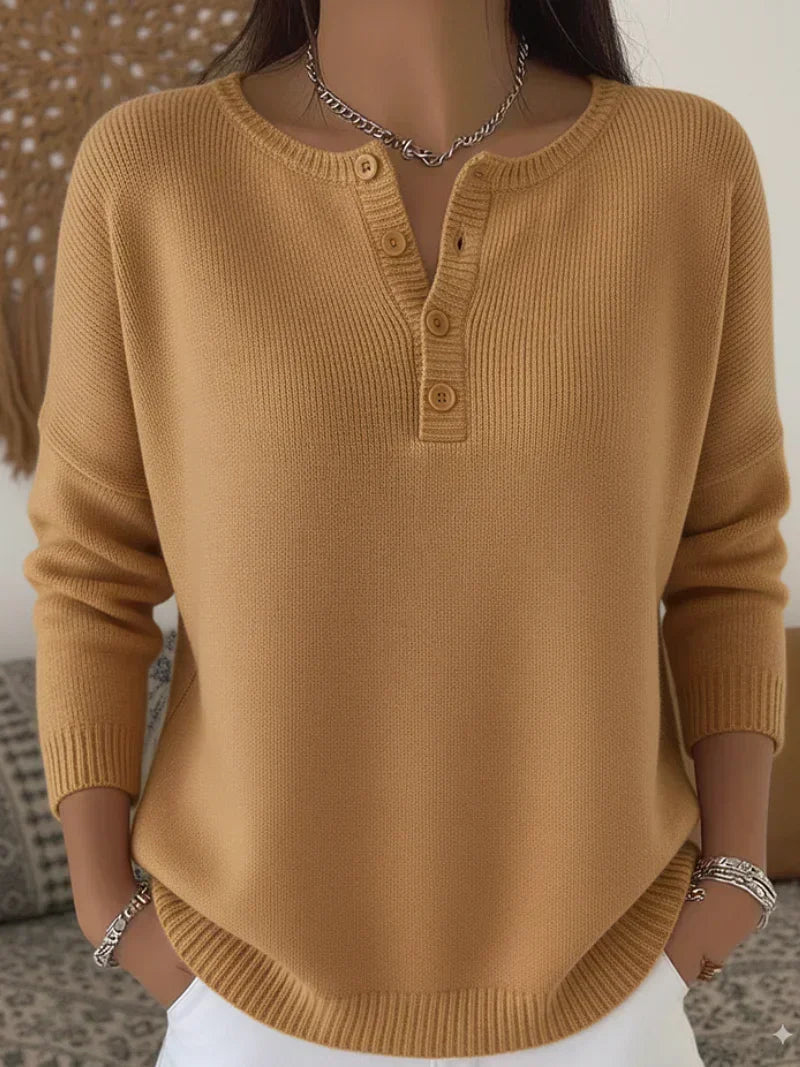 Helena | Pull en Tricot à Boutons Henley