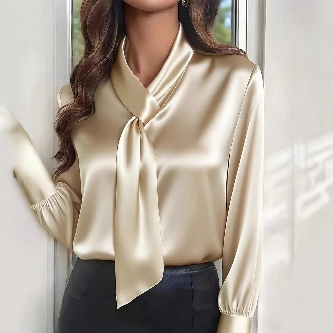 Aria Elegant satin collar blouse for women