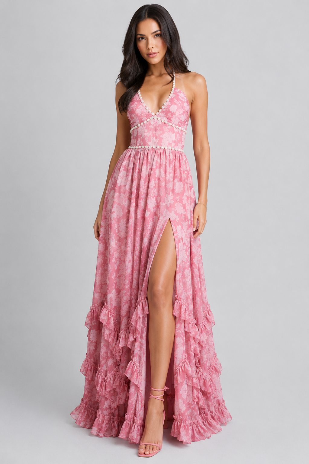 VALESKA | Elegantes Maxikleid im Vintage-Blumenmuster