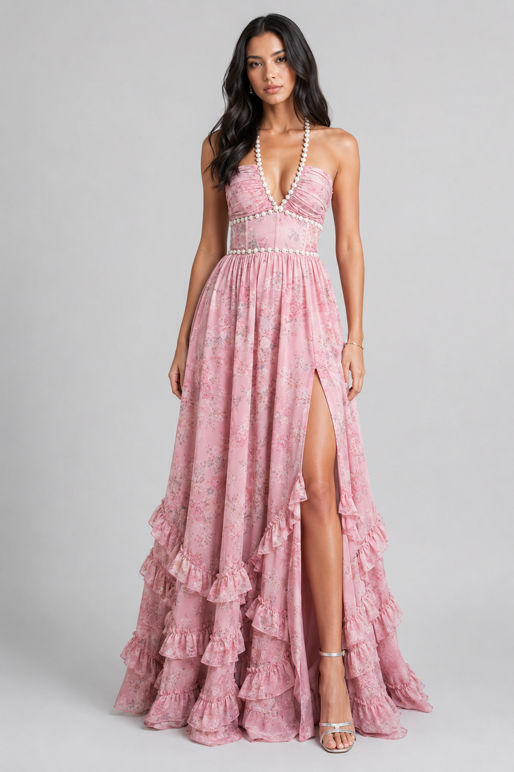 VALESKA | Elegantes Maxikleid im Vintage-Blumenmuster