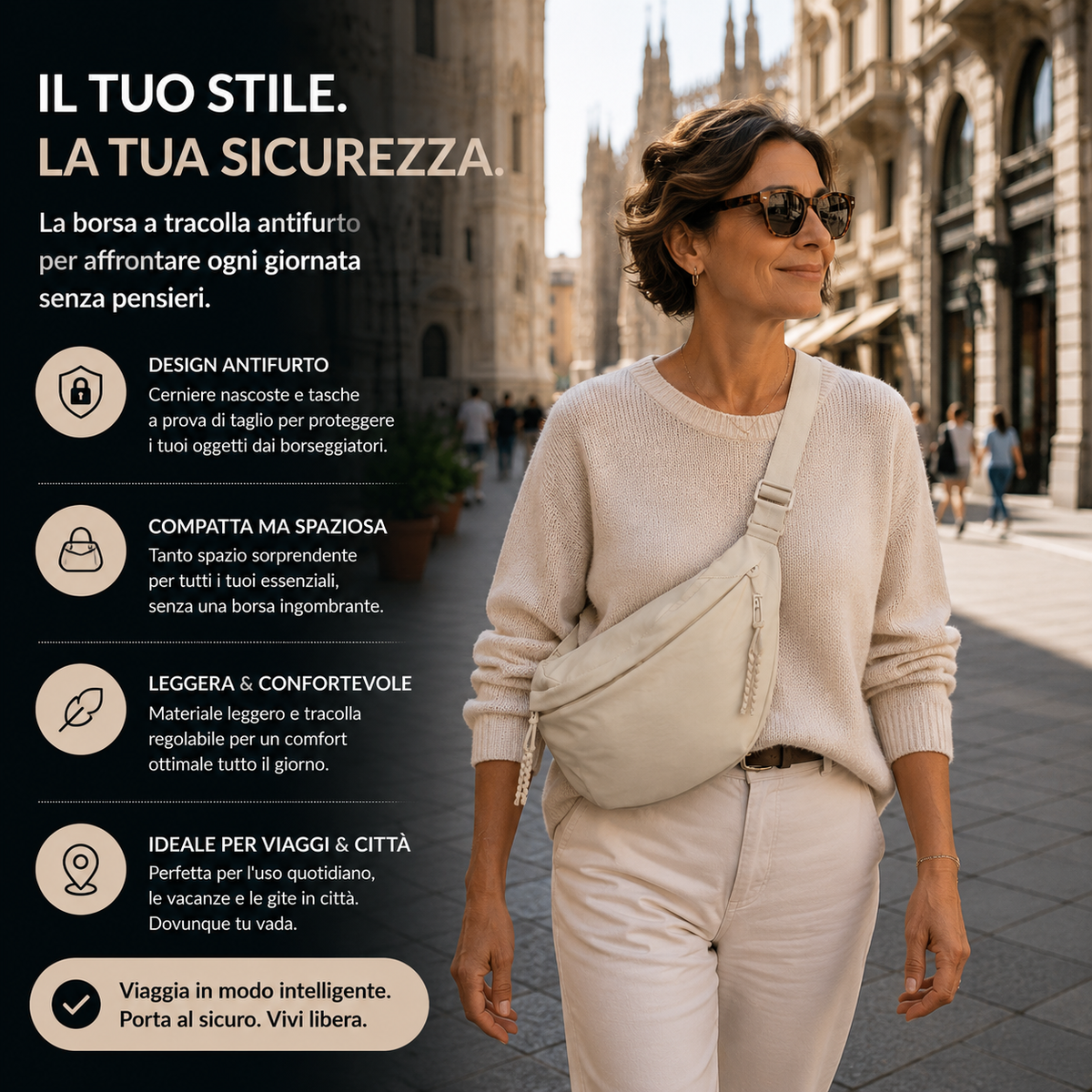 Elena | Beige Schultertasche