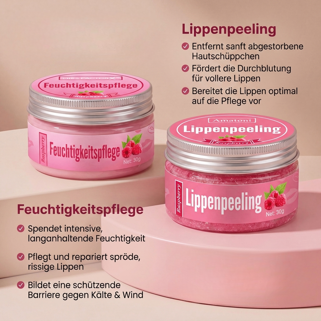 Lippen-Duo Himbeere – Peeling & Pflege (2 × 30 g)