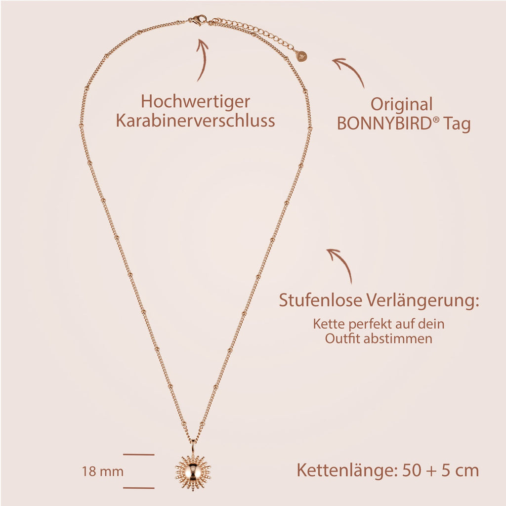 Bundle: BonnySun Kette + Ohrringe Sonne Roségold