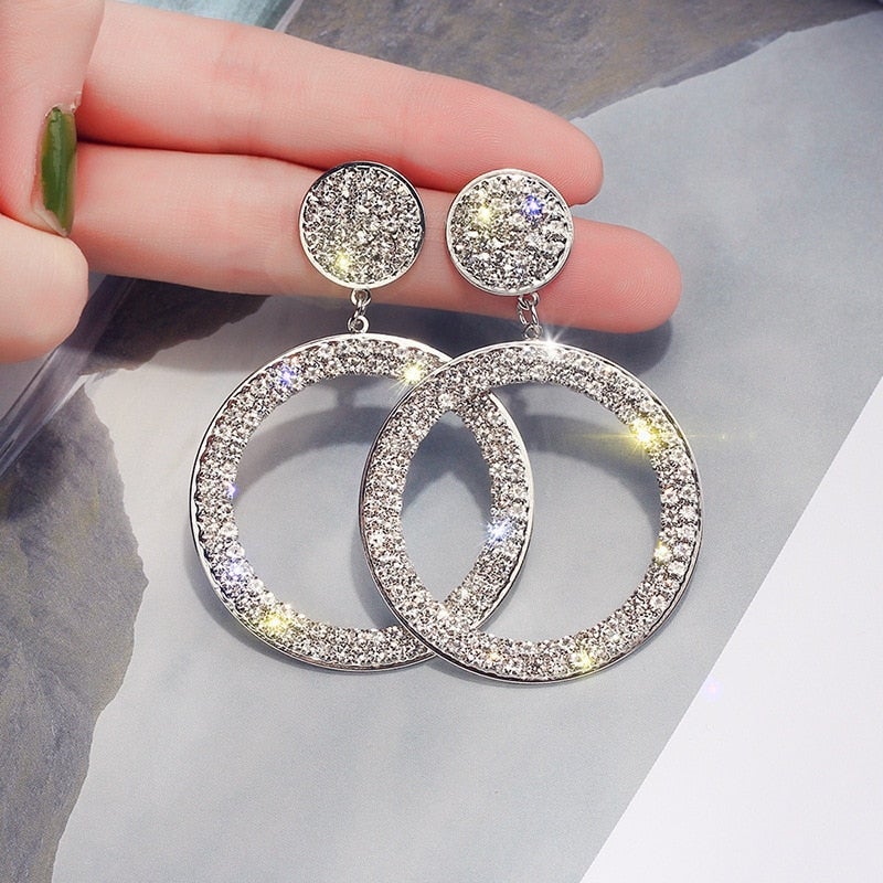 Boucles d'oreilles en zircone dorée et argentée
