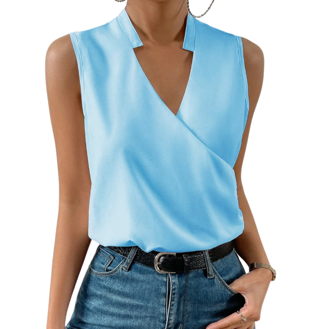 Noelle Elegant sleeveless blouse with V-neck and crossover design